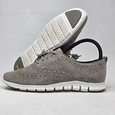 Cole Haan Shoes Womens 8 B ZeroGrand Wingtip Oxford Gray Suede Casual W14477