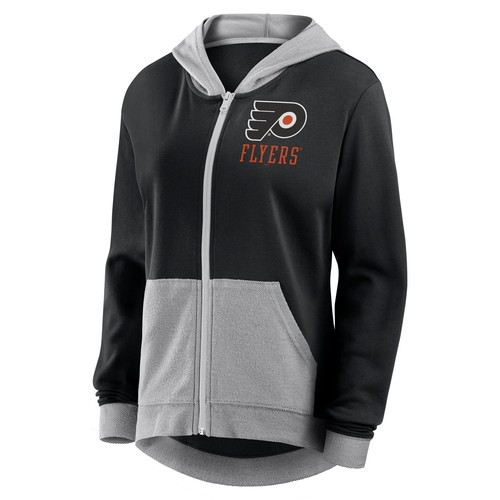 Felpa francesa Hit It negra con logotipo deportivo Philadelphia Flyers cremallera completa para mujer - Imagen 2 de 3