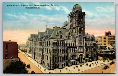 Boys' Central High School Broad and Green Streets Philadelphia PA Postcard 1919