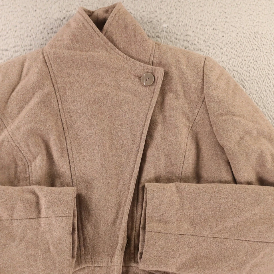 Merona женщин шерсти пальто M желтовато-коричневый коричневый воронка шеи зимняя куртка - Изображение 2 из 4