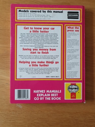 Haynes Manual for Peugeot 309 (petrol), 1986 to 1987 1118cc 1294cc 1580cc - Picture 2 of 3