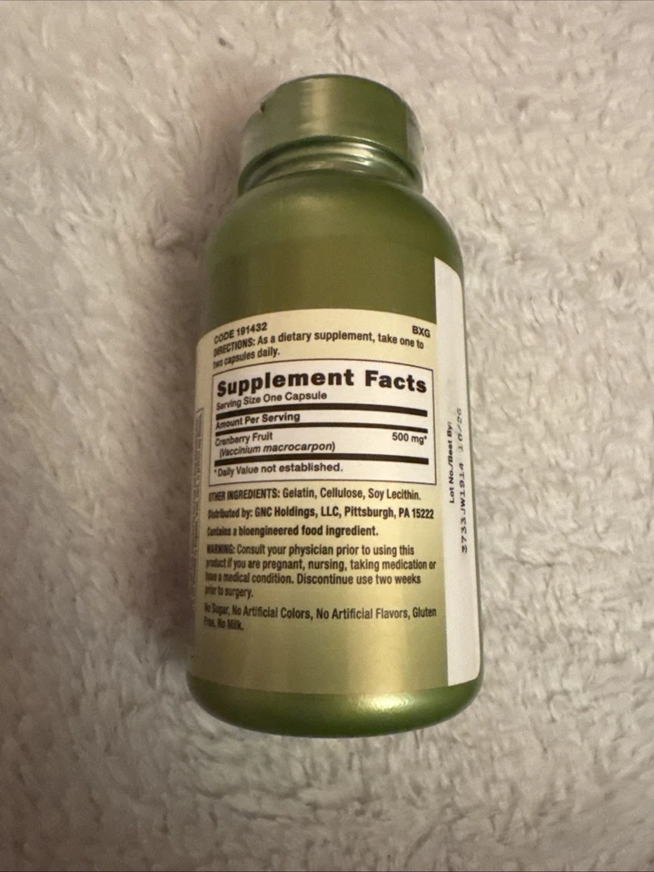 GNC Herbal Plus Arándano Fruta 500mg 100 Cápsulas Exp 10/2026 Foto 2 de 3