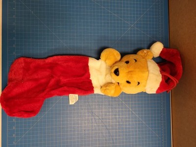 Vintage Disney Winnie the Pooh Plush Christmas Stocking Santa Hat Parks Theme