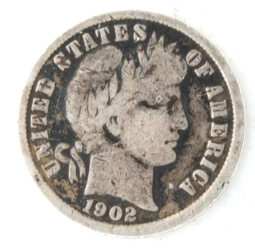 United States 1902-S Barber Dime 10 Cents 90% Silver San Francisco Mint Coin