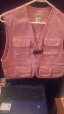 L.L.Bean Kids L 14-16 Pink Utility Vest 100 Cotton Canvas Adjustable Pockets