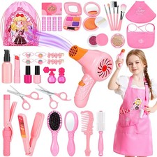Hair Salon Toys for Girls, 39 Pc Pretend Play Makeup Toys Set, Beauty Play Ha...