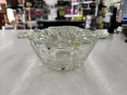 Vintage Anchor Hocking Old Cafe 16 Hole Clear Glass Flower Frog & Bowl