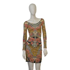 Alexander McQueen Multicolor Floral Geometric Print  Jersey Bodycon Dress sz 40
