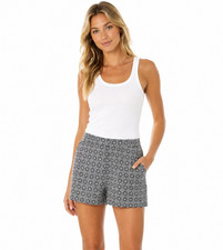 Boden Richmond Shorts Size 8 Black White Floral Geometric Print Preppy Cotton
