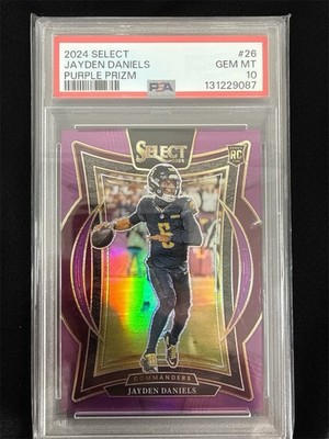 Panini 2024 Select Concourse Jayden Daniels Purple Prizm /75 RC #26 PSA 10