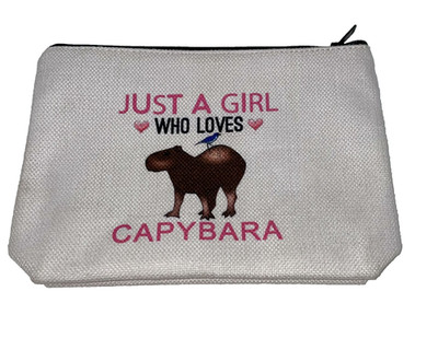 Just a Girl Who Loves Capybara Makeup Bag Travel Toiletry Cute Cosmetic Bag