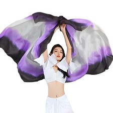 Women Real Silk Belly Dance Silk Veils Professional Oriental Halloween Stage