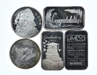 Lot 5 VINTAGE 1 Oz Silver Bars/Rounds Art Bars Collection Poured .999 *445