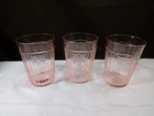 Set of 3 Hocking Pink Depression Glass Mayfair Flat Bottom Tumblers 4" Tall