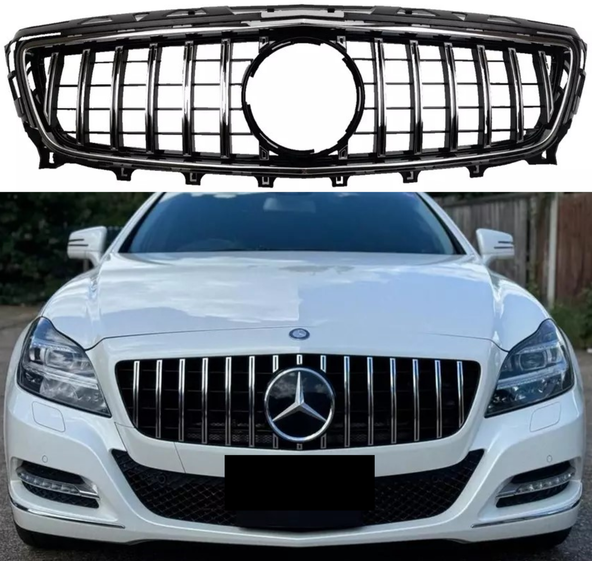 Griglia Paraurti Anteriore Cromata Per Mercedes CLS Class 2012-2014 - Stile Panamericana GT, Pre-facelift, Facile Montaggio