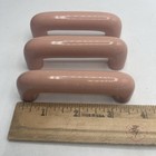 Lot of 3 Vtg Porcelain  Drawer Pulls Rounded Unmarked NO Screws Peach