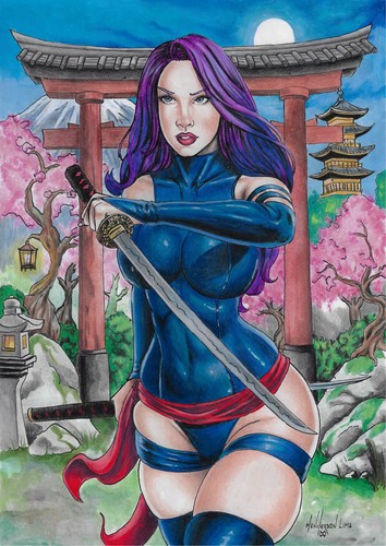 💥Psylocke (09"x12") original comic art by Handerson Lima - TramaStudio💥