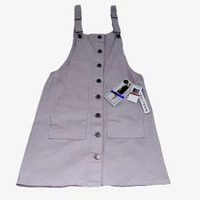 NWT Tinseltown Juniors XS Pinafore Mini Dress Denim Pullover Lavender Adj Straps