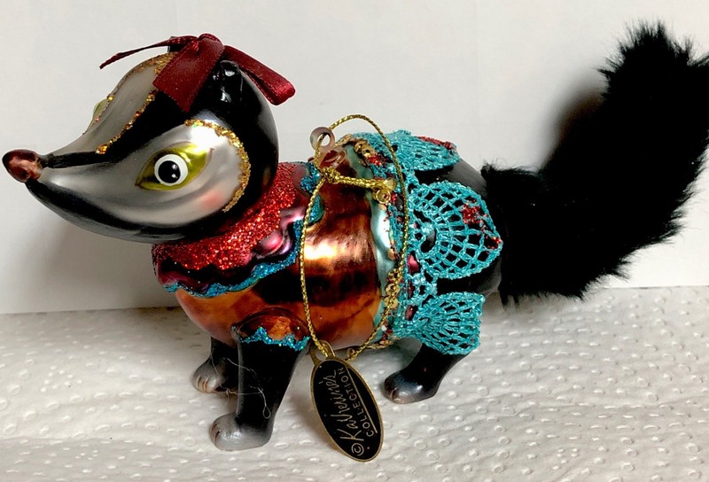 Katherine Collection Lil Stinker Skunk Glass Ornament