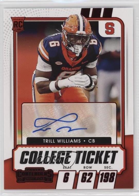 2021 Contenders Draft Picks College Game Ticket Red Trill Williams #286 Auto 1u6