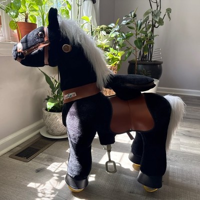 PonyCycle  Black with White Mane  Riding Horse Toy Model U For Age 3-7