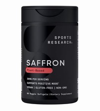 Sports Research Saffron Softgels 60ct Vegan Gluten-Free Non-GMO Mood Support