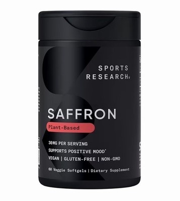 Sports Research Saffron Softgels 60ct Vegan Gluten-Free Non-GMO Mood Support