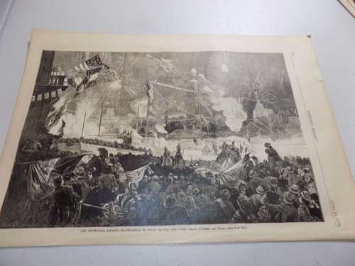 1876 Antique Print / CENTENNIAL FOURTH OF JULY CELEBRATION IN NEW YORK CITY