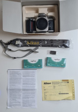 Nikon F65 SLR Film Camera (Body Only) - Silver - Broken Hinge - w. Accessories