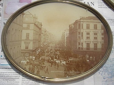ovaler Messingrahmen Sepia Foto Argyle Street, Glasgow, Valentine & Sons, vor 1880 
