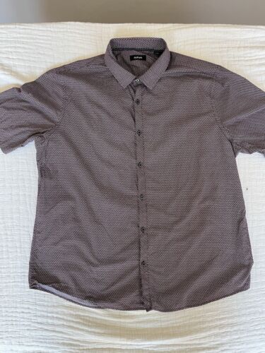 ALFANI Men's XXL Short Sleeve Dress Shirt Geometric Print Stretch