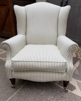 laura ashley armchair -Southwold Chair Sage Ticking Stripe UK