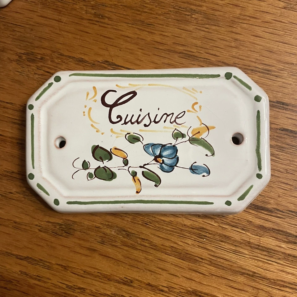 Placa de puerta de cerámica francesa “cocina” Moustiers placa de cocina placa de pared floral Foto 2 de 4