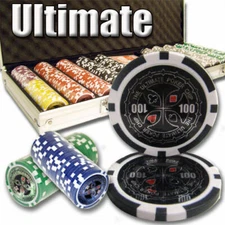 New 500 Ultimate Poker Chips Set with Aluminum Case - Pick Denominations!