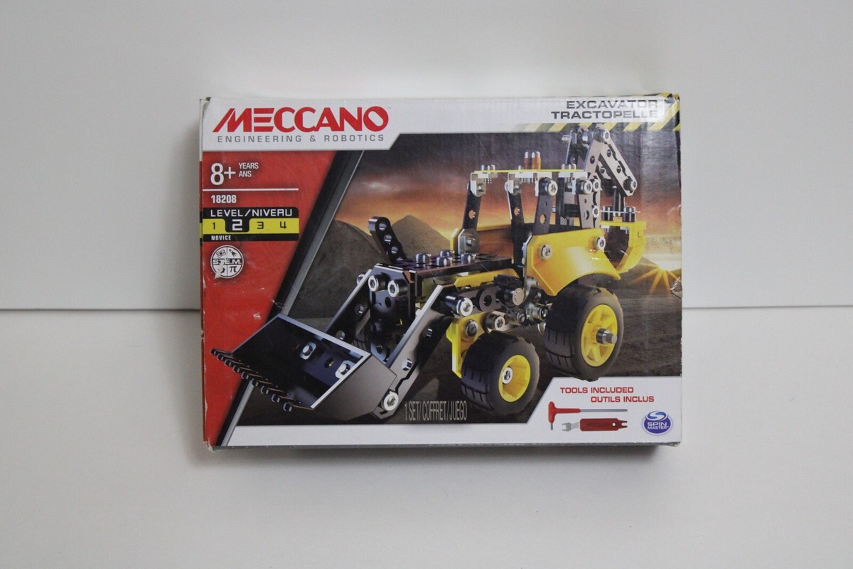 RARE ORIGINAL Meccano Excavator Tractopelle Engineer Robotics Level T8  209 Pc