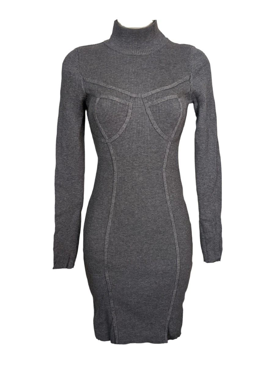 open lace back dress Ribbed Mock Neck Bodycon Dress main image 0