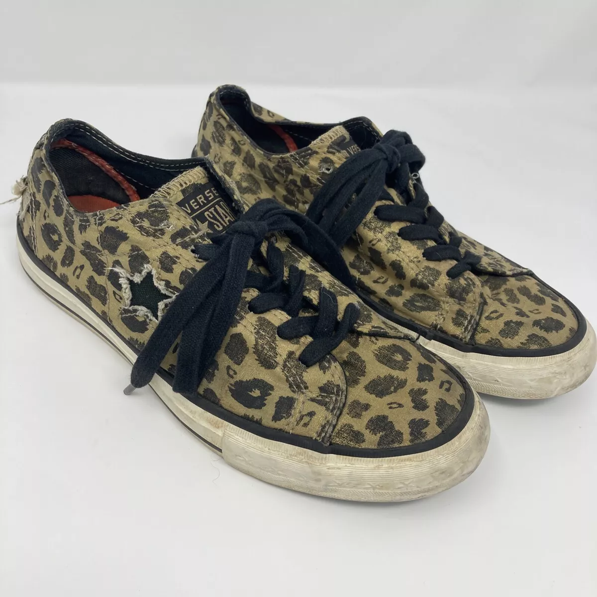 Size 7.5 Converse One Star Low Top Archieve Print Black Leopard