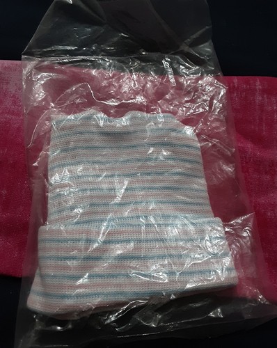 Newborn baby girl or boy striped hospital hats. Dolls Or Baby Bulk - Picture 2 of 2
