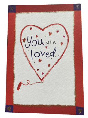  Blue Mountain Arts greeting card red border  You are loved by me 553