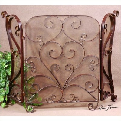 Uttermost Daymeion Metal Fireplace Screen In Cocoa Brown