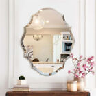 <!--F#f_0-->Scalloped Edged Oval Wall Mirror Frameless Wide Beveled Statement Accent Decor<!--F/-->