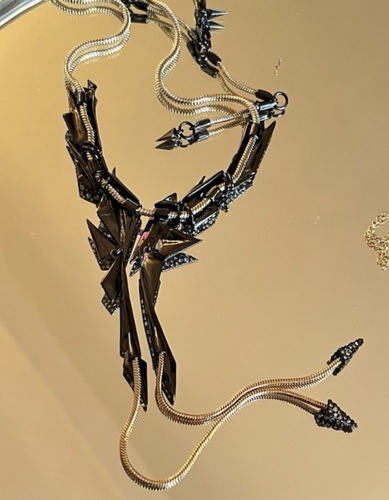 Alexis Bittar Havisham Crystal Encrusted statement bib lariat necklace gold - Picture 7 of 9