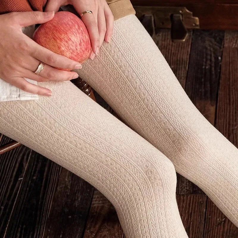 Damen Lolita Strumpfhosen – Stilvolle Gestreifte Strick-Strumpfhosen, Weich - Bild 3 von 4