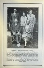 1928 Vintage Magazine Illustration Herbert Hoover and His Family