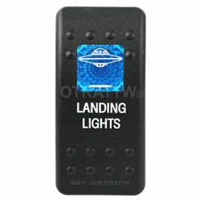 OTRATTW Carling Technologies Contura II Rocker Switch, LANDING LIGHTS, BLUE LENS