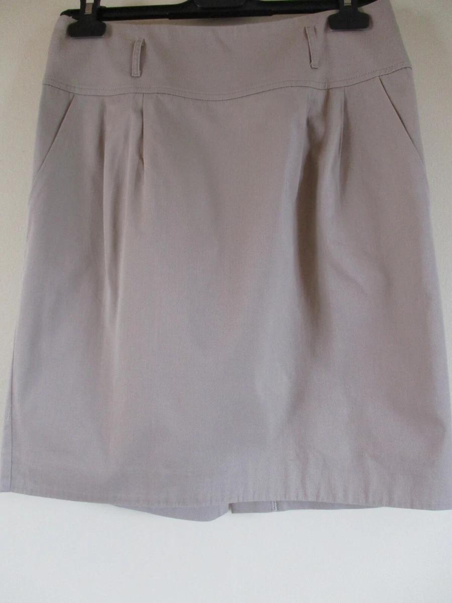 Jupe Vintage Années 70 En Coton Beige - Taille 36, Forme évasée à Plis