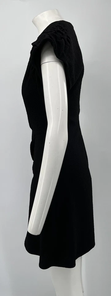 Vestido 3.1 Phillip Lim Negro Manga Corta Acanalado Crochet Línea A Hasta la Rodilla talla 6 Foto 2 de 4