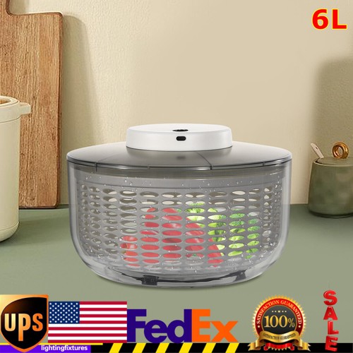 Electric Salad Spinner Large 6L Fruit Vegetable Washer Dryer Dehydrator Sale