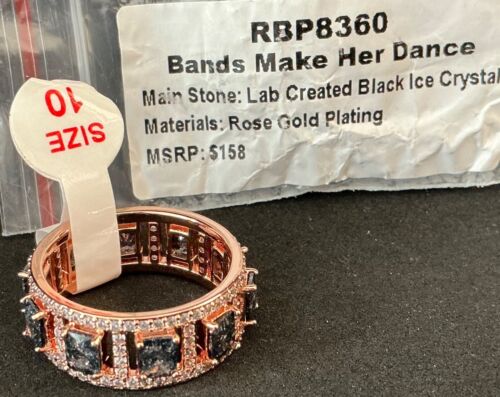 Bomb Party Ring “Bands Make Her Dance” RBP8360 LC Black Ice Crystal RG sz 10 - Picture 2 of 2