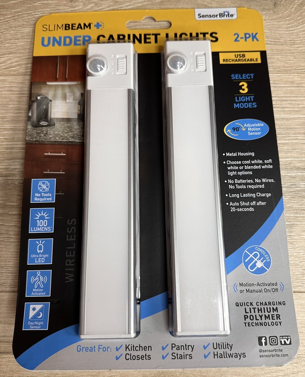 Rechargeable LED Under Cabinet Motion Sensor Night Light (2-Pack)